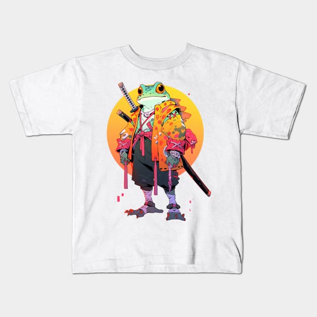 samurai frog Kids T-Shirt by piratesnow